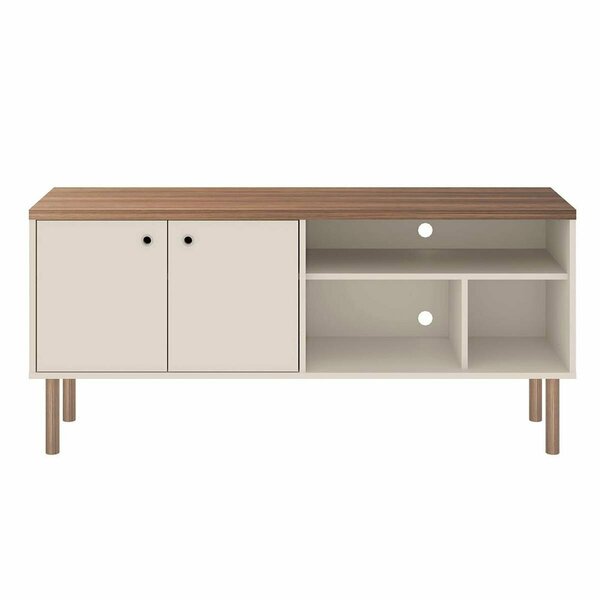 Designed To Furnish Windsor Modern TV Stand, Media Shelves & in Off White & Nature 21.26 x 53.62 x 14.17 in. DE2616334